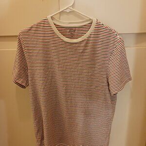 J. Crew Red and White Striped Short Sleeve Tee
